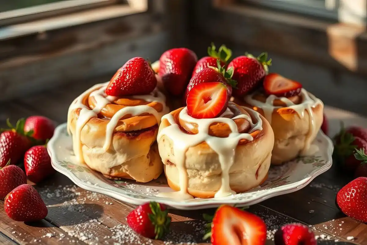 Strawberry Cheesecake Cinnamon Rolls